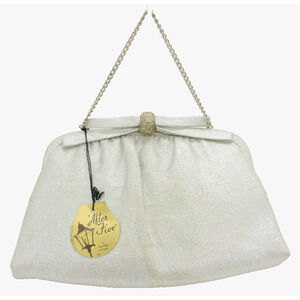 After Five Cocktail Purse Evening Bag Clutch Silver Handbag Formal Wedding NEW